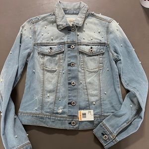 Jessica Simpson Denim Jacket with Pearls. Size Small. Brand New